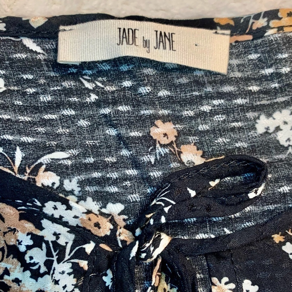 Jade by Jane Boho Dress XL Black Pretty Floral White Gold Tan Flowy - Picture 11 of 14